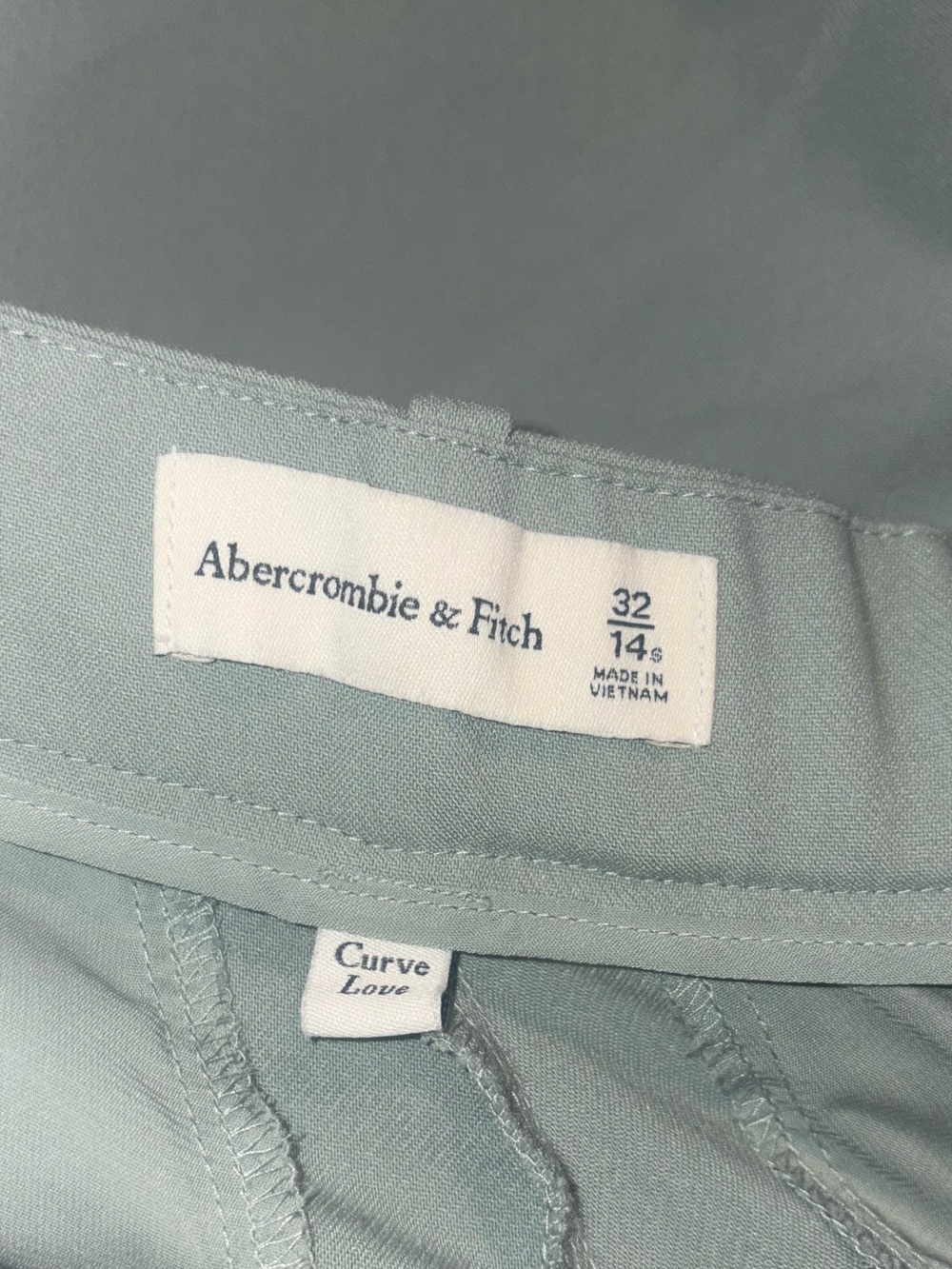Abercrombie & Fitch Curve Love A&F Sloane Tailored Wide Leg Pant Sage - Picture 11 of 13